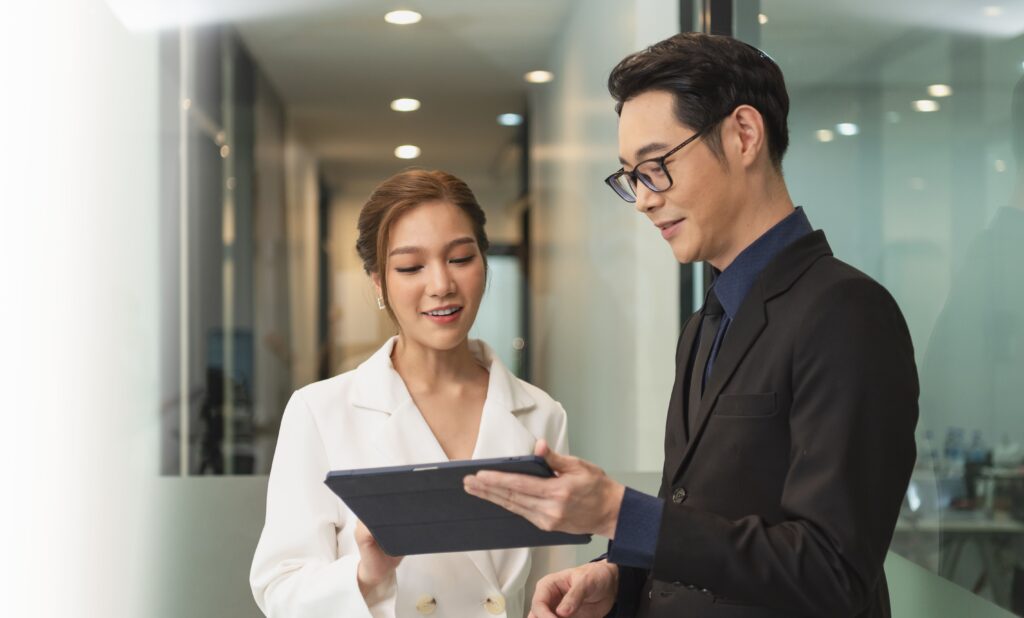 office woman showing executive work