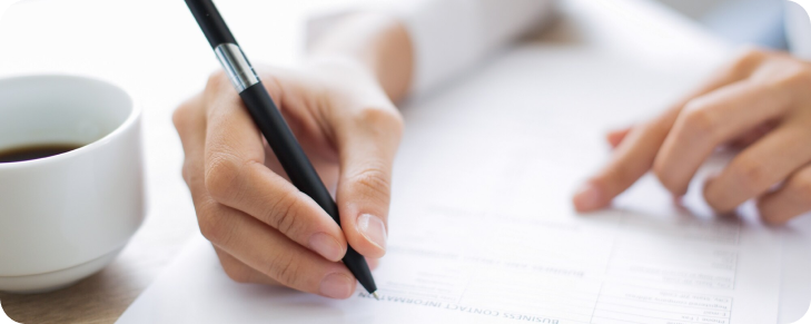 gand filling form with pen