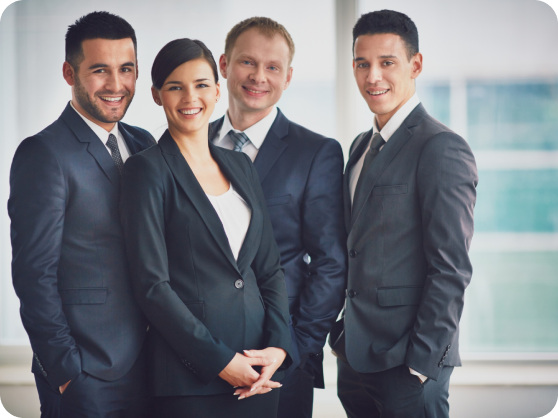 group of four business consultants